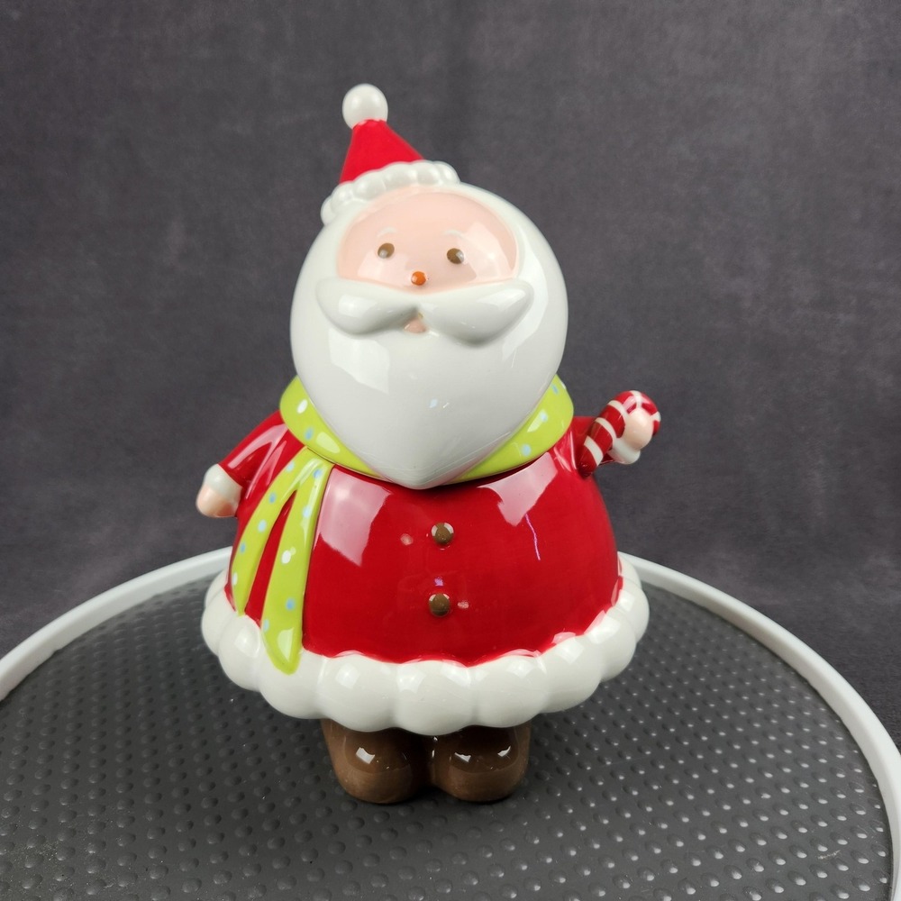 Target Holiday 2008 Be Merry‎ Santa Claus Ceramic Cookie Jar Canister Christmas